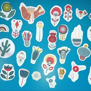 50 Stickers - Succulents, Birds, Florals